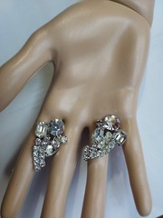 Rhinestone Ear Climber Clip On Earrings Vintage *** Stunning!
