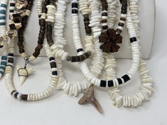 Vintage Y2K 90s Puka Shell Heishi Necklace Lot (10) Surfer Hawaiian Summer Beach