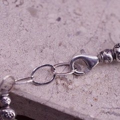 7.25″, vintage Sterling 925 silver handmade bracelet with oval prehnite nuggets