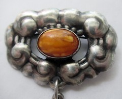 2 7/8 INCH 1910 SKONVIRKE JENSEN & AKERLUND DENMARK 830 STERLING SILVER BROOCH