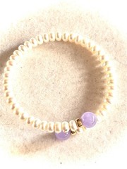Pearl LAVENDER Jade 14k YELLOW Gold Bypass Bangle Flexible ADJUSTABLE BRACELET