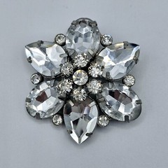 Elegant Flower Brooch Vintage Clear Jeweled Floral Estate Jewelry Floral Pin