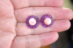 Vintage Amethyst Flower Jackets For Earrings Use With Any Studs You own