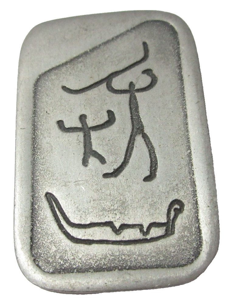NORWEGIAN ROCK CARVING HIEROGLYPHICS VINTAGE PIN MADE IN NORWAY PEWTER VIKING