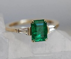 Art Deco Antique 3.60 Ct Natural Emerald Vintage Wedding Ring 14K Yellow Gold FN