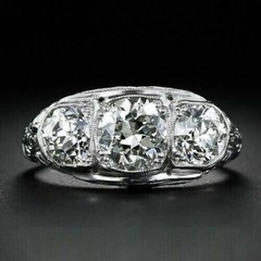 3.56Ct Art Deco Style Lab Created Diamond Engagement 14K White Gold Finish Ring