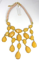 Ann Taylor Waterfall Bib Necklace Girandole Oval Teardrop Pear Glass Cabochons