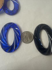 60×40 Mm Vintage German Oval Swirl Foil Damaged Sapphire Montana 6 Pcs Jewels