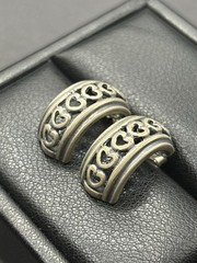 Vintage Sterling Silver Half Hoop Heart Earrings 6 Grams G22