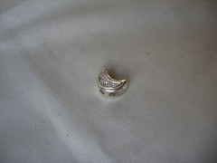 VINTAGE 1980s CHUNKY WHITE TOPAZ CRESCENT MOON STERLING SILVER 925 SLIDE PENDANT