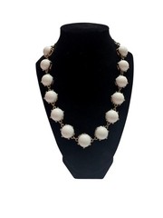 Vintage Gold-Plated Necklace With Large White Bead Accents Adjustable Length