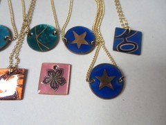 Vintage 1970/80’s Artist Enamel Necklace Hand Painted Pendant Lot of 9