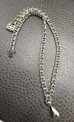 Vintage Art Deco Open Back Crystal Tennis Necklace Silver Tone Y Drop Choker