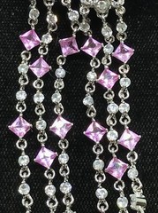 Vintage 925 Sterling Silver Pink Topaz Cubic Zirconia Earrings