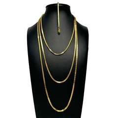 Vintage Gold Tone 59” Box Chain Opera Length Necklace and Monet Tag Bracelet