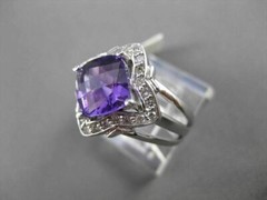 ESTATE LARGE 2.25CTW DIAMOND & AAA EXTRA FACET AMETHYST 14KT WHITE 3D HALO RING
