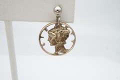 Vintage Carved Mercury Silver Dimes Earrings