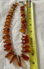 Amber Baltic Honey Cognac Necklace Choker 81.7g Rare VTG Silver Plated Read