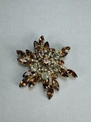 Exquisite Juliana D&E Champagne Rhinestone Starburst Brooch Large Statement Pin