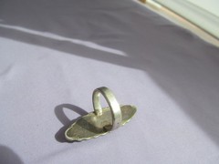 VINTAGE OLD PAWN STERLING SUPER LONG NAVETTE MARQUISE JASPER RING SIZE 6