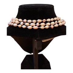 Vintage Baroque Freshwater Pearl 52” Necklace Knotted Endless Rope Strand
