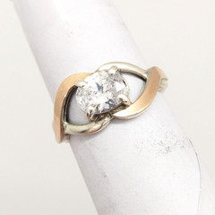Vintage Luxury RING Silver 925 with Gold Inlay 375 -size: 7.5US (17.5mm)| UA #21