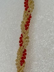ntique 1920s 1930s Bead Braided Lariat Necklace Art Deco Frosted Pink Cream Czec