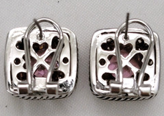 Vintage Crystal CZ Pink Topaz Gold & Silver Tone Detail Earrings & Pendant Set
