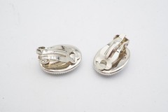 Vintage Clip On Earrings Silver Tone Moonglow