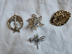 Lot of 4 Misc. Brooches, Dragonfly, Flower and etc. #AA