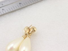 1.8″ Long Vintage Christian Dior Faux Pearl Dangle Drop Earrings Rhinestone Stud