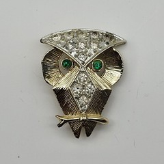 Stunning MCM Owl rhinestone brooch pin Whimsical Nature bird