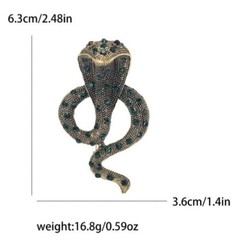 Vintage Black And Gray Pave Rhinestone Cobra Brooch