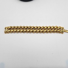 Vintage Monet Signed Chunky Heavy Gauge Gold Tone Curb Link Statement Bracelet
