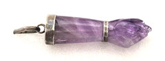 Antique Carved Amethyst FIGA Pendant Prob. 800 Silver Victorian Good Luck