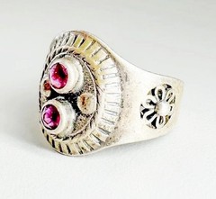 Vintage ring ,made in the USSR , 875 silver,gold plated,ruby ​​/ Size – 8 / USSR