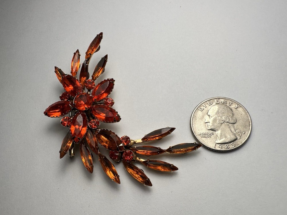 Victorian antique orange crystal brooch