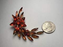 Victorian antique orange crystal brooch