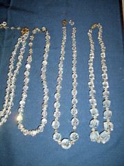 LOT Of 5 Vintage 40s/50s Clear Aurora Borealis Necklaces and Earrings