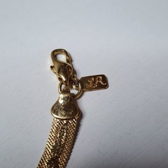 Vintage Lady Remington Signed “LR” Necklace Yellow Gold Plated Floral Design 18″