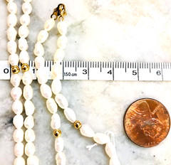 VTG Rice Pearl Necklace & Bracelet 14k Gold Filled 70’s SET 18” & 7.5” NWT