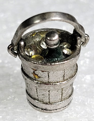 Vintage Wells Sterling Enamel Charm ~ Champagne Bottle in Ice Bucket Rhinestones