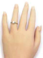 Antique Art Deco Diamond Belais Engagement 17K White Gold Ring Size 6 UK-L1/2