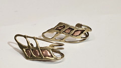 Vintage Brutalist Earrings Mixed Metal Dynamic Style Copper Brass