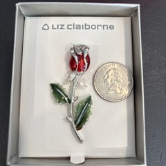 Lot Rose Pins Necklaces Liz Claiborne EBJ V Evers NRT 1 Sterling Marcasite 925
