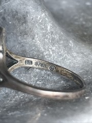 Wheeler Mfg. Vintage Sterling Silver Hematite Ring Size 6.75