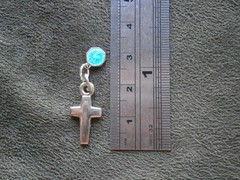 TINY Double Sided St Christopher & Silvertone Cross Vintage Charm Pendant 1.3g
