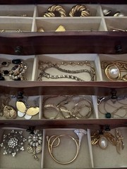 7 Tier Jewelry Box Full Of Trifari , Avon, Coro, Napier, Swarovski And Unbranded