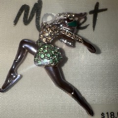 Monet pin brooch ballerina rhinestones vintage unused 80’s Mint In Box
