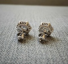 Art Deco Style Round Cut Lab Created Diamond Stud Earrings 14K White Gold Finish